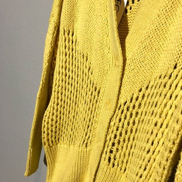 NWOT Wildfox Backyard Yellow Button Down Sweater - Picture 9 of 9